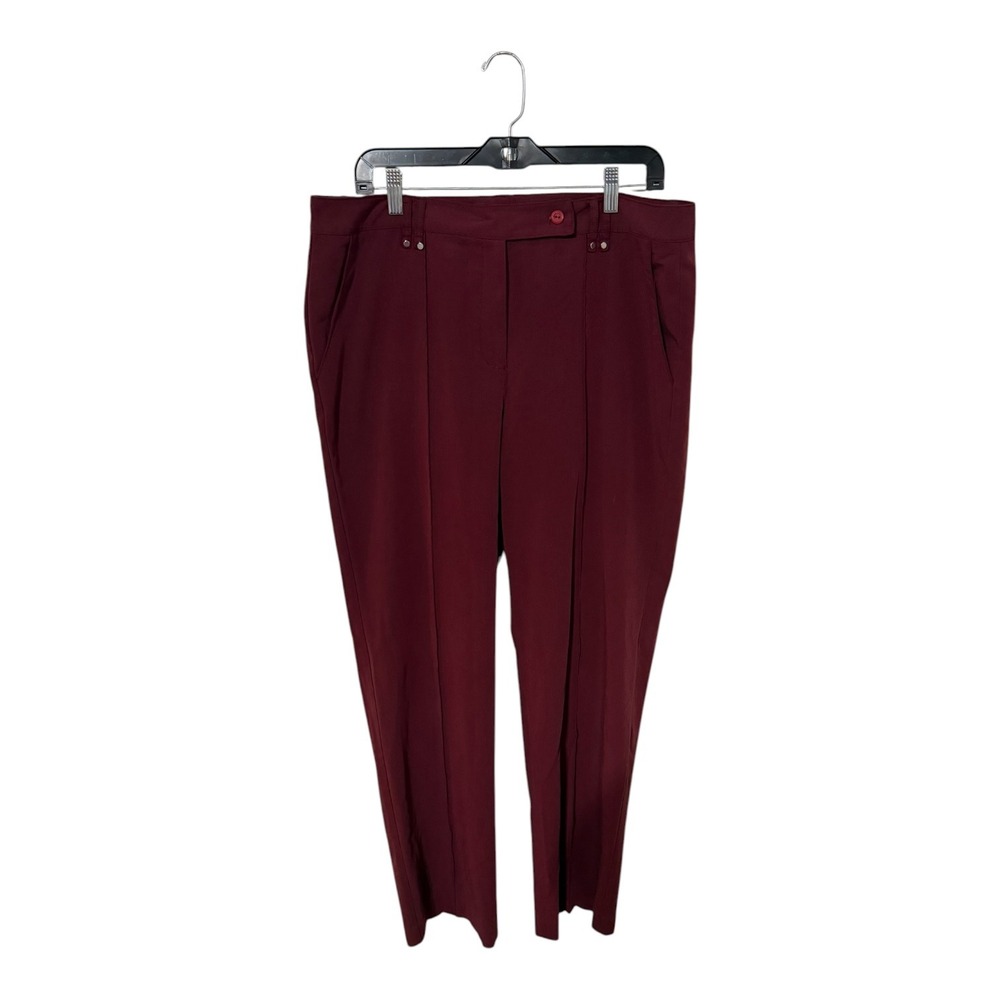 New Directions Womens Burgundy Straight Leg Dress Pants Size 14 Stud Detail